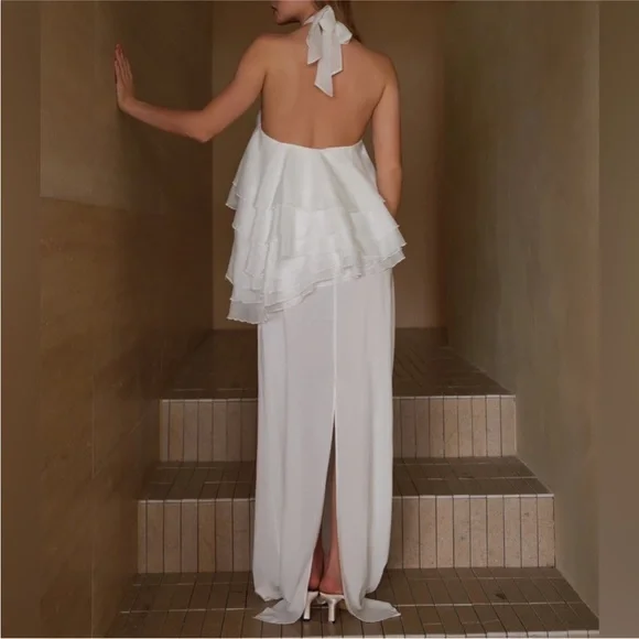 Ivory Haltered Ruffled Dress - Picture 3 of 5